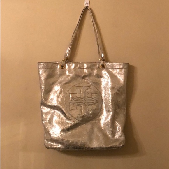 Metallic silver Tory Burch tote - Picture 1 of 4